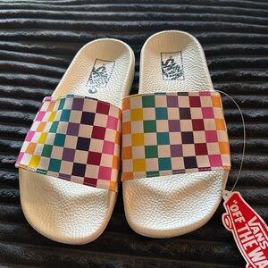 NWT VANS RAINBOW SLIDES. Great for daily wear or a day at the pool/beach.